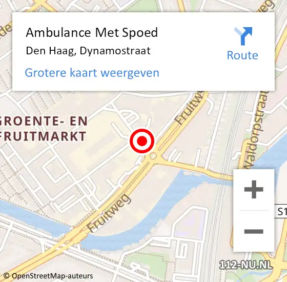 Locatie op kaart van de 112 melding: Ambulance Met Spoed Naar Den Haag, Dynamostraat op 11 maart 2024 17:12
