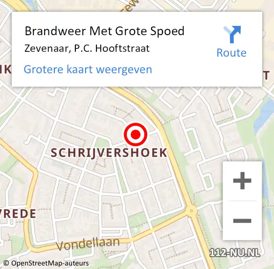 Locatie op kaart van de 112 melding: Brandweer Met Grote Spoed Naar Zevenaar, P.C. Hooftstraat op 11 maart 2024 17:17