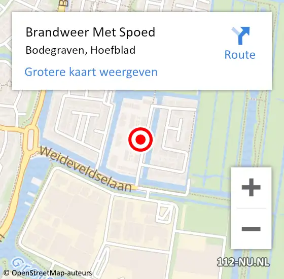 Locatie op kaart van de 112 melding: Brandweer Met Spoed Naar Bodegraven, Hoefblad op 11 maart 2024 17:25