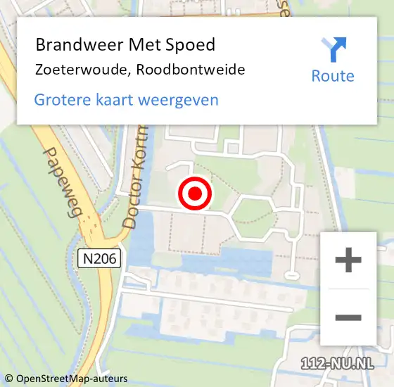 Locatie op kaart van de 112 melding: Brandweer Met Spoed Naar Zoeterwoude, Roodbontweide op 11 maart 2024 17:35