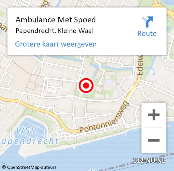 Locatie op kaart van de 112 melding: Ambulance Met Spoed Naar Papendrecht, Kleine Waal op 11 maart 2024 17:54