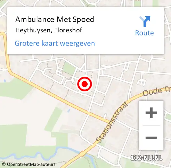 Locatie op kaart van de 112 melding: Ambulance Met Spoed Naar Heythuysen, Floreshof op 11 maart 2024 17:55