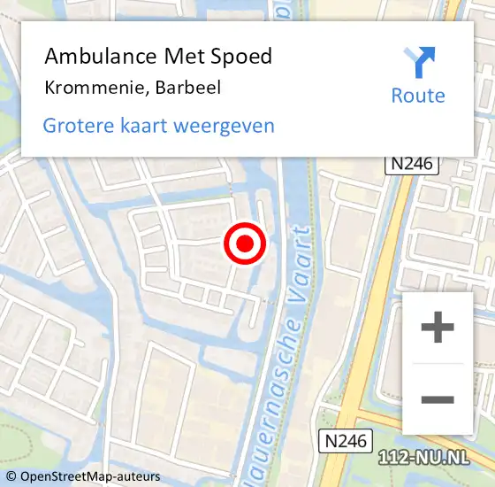 Locatie op kaart van de 112 melding: Ambulance Met Spoed Naar Krommenie, Barbeel op 11 maart 2024 18:08