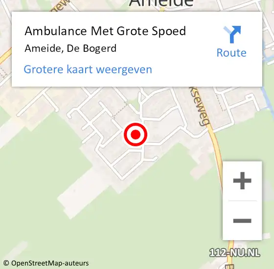 Locatie op kaart van de 112 melding: Ambulance Met Grote Spoed Naar Ameide, De Bogerd op 11 maart 2024 18:10