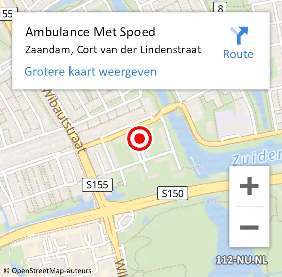 Locatie op kaart van de 112 melding: Ambulance Met Spoed Naar Zaandam, Cort van der Lindenstraat op 11 maart 2024 19:12