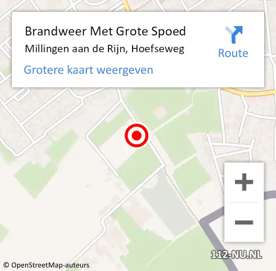 Locatie op kaart van de 112 melding: Brandweer Met Grote Spoed Naar Millingen aan de Rijn, Hoefseweg op 11 maart 2024 19:46
