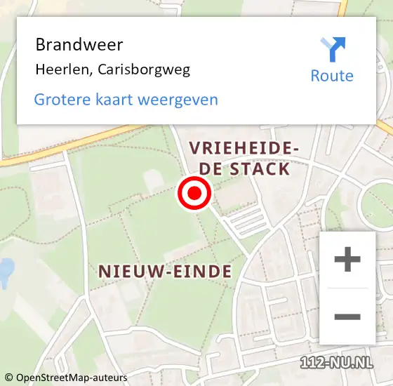 Locatie op kaart van de 112 melding: Brandweer Heerlen, Carisborgweg op 28 september 2014 20:59