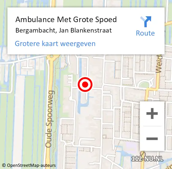 Locatie op kaart van de 112 melding: Ambulance Met Grote Spoed Naar Bergambacht, Jan Blankenstraat op 11 maart 2024 20:20