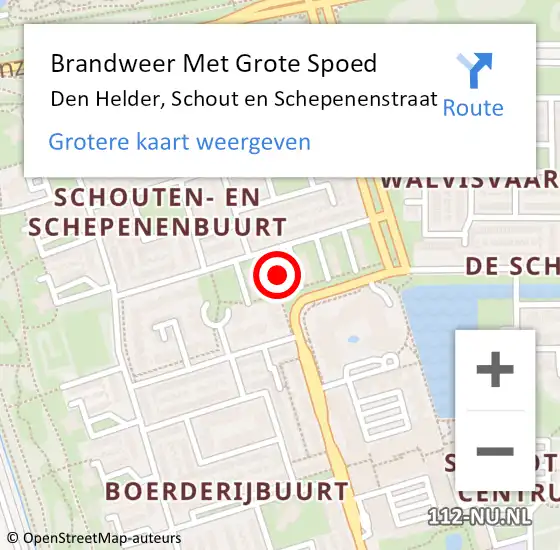 Locatie op kaart van de 112 melding: Brandweer Met Grote Spoed Naar Den Helder, Schout en Schepenenstraat op 11 maart 2024 21:10