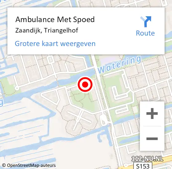 Locatie op kaart van de 112 melding: Ambulance Met Spoed Naar Zaandijk, Triangelhof op 11 maart 2024 21:15
