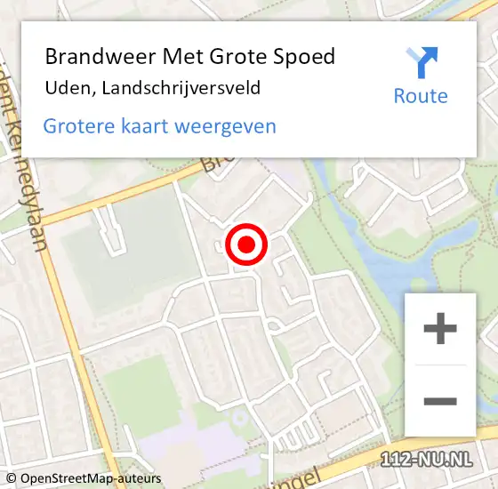 Locatie op kaart van de 112 melding: Brandweer Met Grote Spoed Naar Uden, Landschrijversveld op 11 maart 2024 21:15