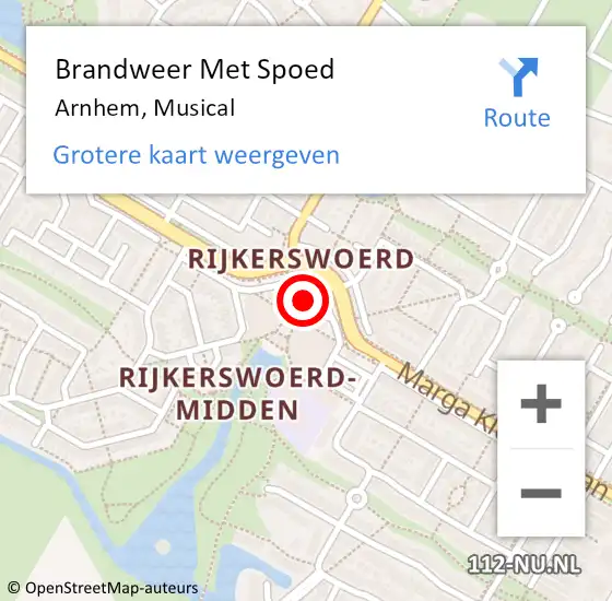 Locatie op kaart van de 112 melding: Brandweer Met Spoed Naar Arnhem, Musical op 11 maart 2024 21:38