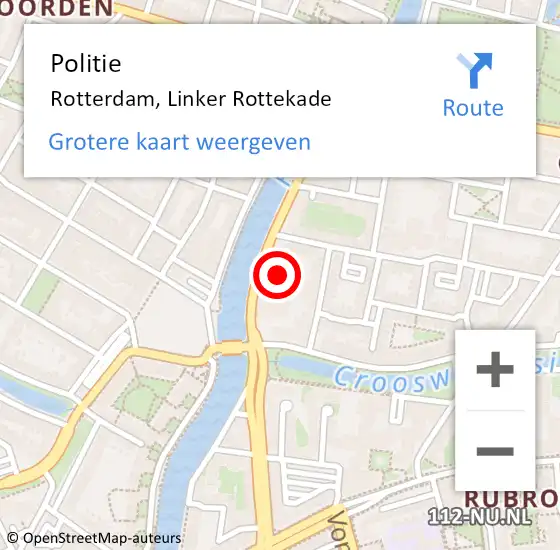 Locatie op kaart van de 112 melding: Politie Rotterdam, Linker Rottekade op 11 maart 2024 21:58