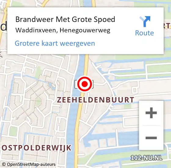 Locatie op kaart van de 112 melding: Brandweer Met Grote Spoed Naar Waddinxveen, Henegouwerweg op 28 september 2014 21:14