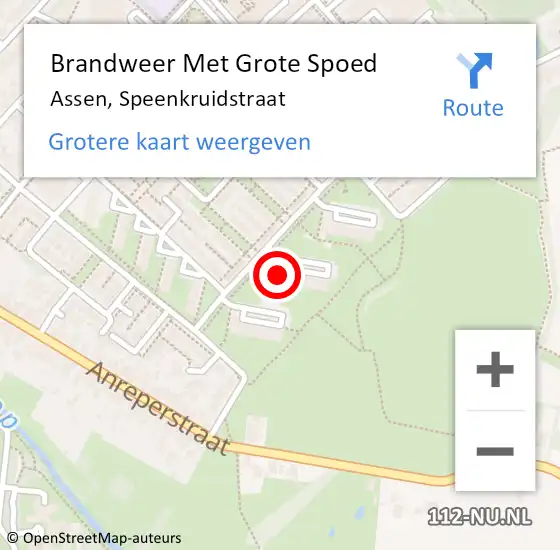 Locatie op kaart van de 112 melding: Brandweer Met Grote Spoed Naar Assen, Speenkruidstraat op 11 maart 2024 22:42