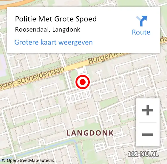 Locatie op kaart van de 112 melding: Politie Met Grote Spoed Naar Roosendaal, Langdonk op 11 maart 2024 22:44