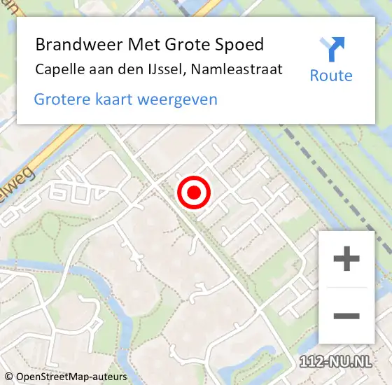 Locatie op kaart van de 112 melding: Brandweer Met Grote Spoed Naar Capelle aan den IJssel, Namleastraat op 11 maart 2024 23:00