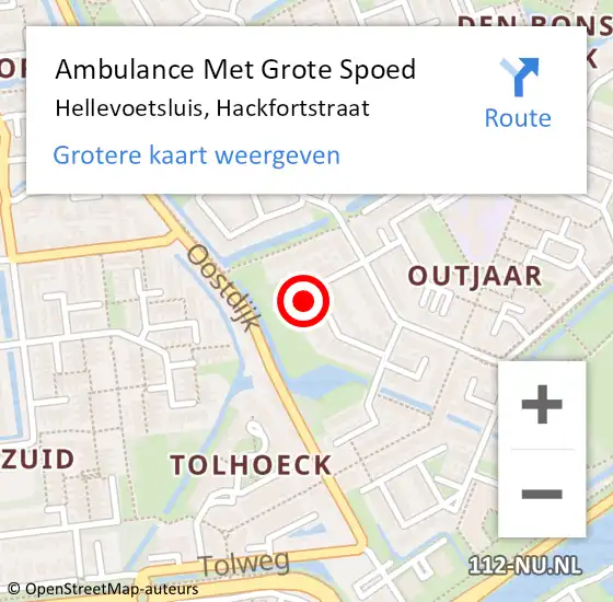 Locatie op kaart van de 112 melding: Ambulance Met Grote Spoed Naar Hellevoetsluis, Hackfortstraat op 11 maart 2024 23:12
