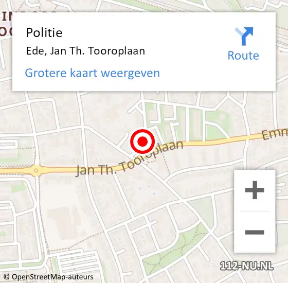 Locatie op kaart van de 112 melding: Politie Ede, Jan Th. Tooroplaan op 11 maart 2024 23:17