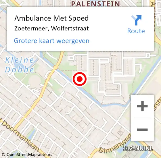 Locatie op kaart van de 112 melding: Ambulance Met Spoed Naar Zoetermeer, Wolfertstraat op 11 maart 2024 23:20