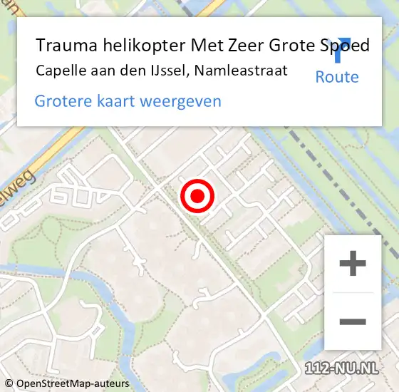 Locatie op kaart van de 112 melding: Trauma helikopter Met Zeer Grote Spoed Naar Capelle aan den IJssel, Namleastraat op 11 maart 2024 23:21