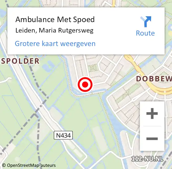 Locatie op kaart van de 112 melding: Ambulance Met Spoed Naar Leiden, Maria Rutgersweg op 12 maart 2024 00:00