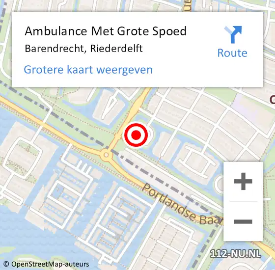 Locatie op kaart van de 112 melding: Ambulance Met Grote Spoed Naar Barendrecht, Riederdelft op 12 maart 2024 00:23