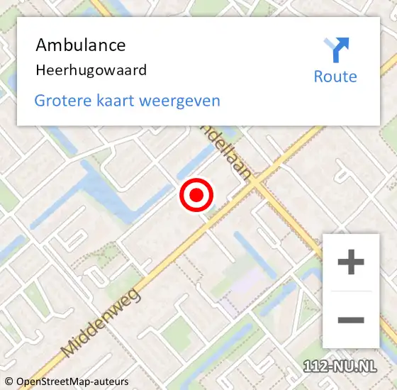 Locatie op kaart van de 112 melding: Ambulance Heerhugowaard op 12 maart 2024 00:55