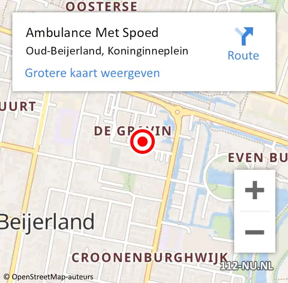 Locatie op kaart van de 112 melding: Ambulance Met Spoed Naar Oud-Beijerland, Koninginneplein op 12 maart 2024 00:59