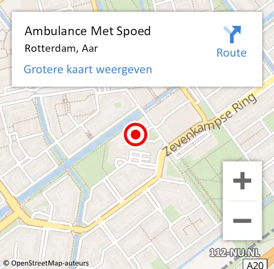 Locatie op kaart van de 112 melding: Ambulance Met Spoed Naar Rotterdam, Aar op 12 maart 2024 01:07