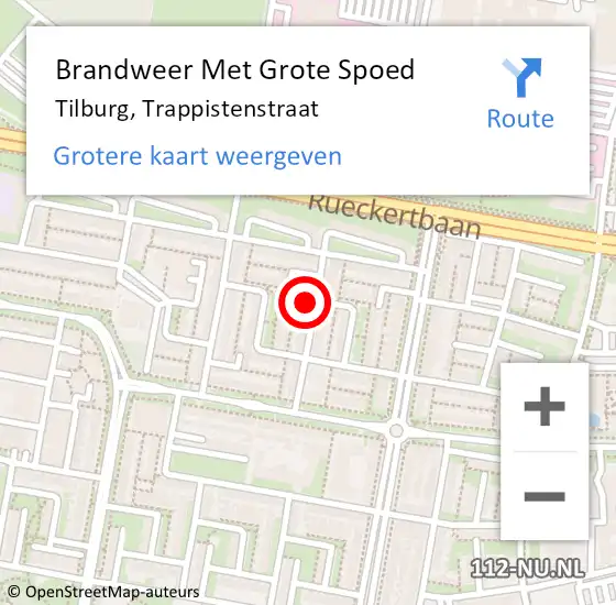 Locatie op kaart van de 112 melding: Brandweer Met Grote Spoed Naar Tilburg, Trappistenstraat op 12 maart 2024 01:26