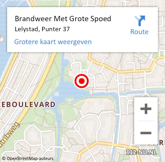 Locatie op kaart van de 112 melding: Brandweer Met Grote Spoed Naar Lelystad, Punter 37 op 12 maart 2024 01:31