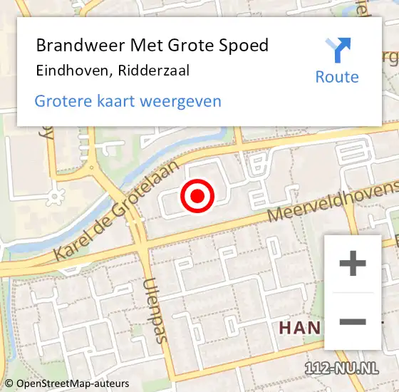 Locatie op kaart van de 112 melding: Brandweer Met Grote Spoed Naar Eindhoven, Ridderzaal op 12 maart 2024 03:37