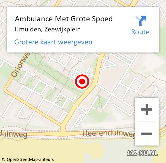 Locatie op kaart van de 112 melding: Ambulance Met Grote Spoed Naar IJmuiden, Zeewijkplein op 12 maart 2024 04:07