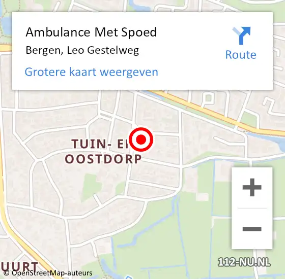 Locatie op kaart van de 112 melding: Ambulance Met Spoed Naar Bergen, Leo Gestelweg op 12 maart 2024 04:12