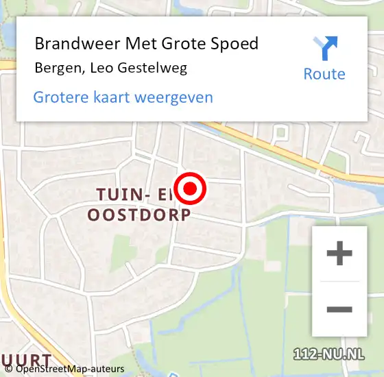 Locatie op kaart van de 112 melding: Brandweer Met Grote Spoed Naar Bergen, Leo Gestelweg op 12 maart 2024 04:30