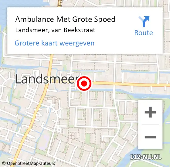 Locatie op kaart van de 112 melding: Ambulance Met Grote Spoed Naar Landsmeer, van Beekstraat op 12 maart 2024 05:01