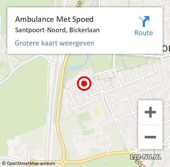 Locatie op kaart van de 112 melding: Ambulance Met Spoed Naar Santpoort-Noord, Bickerlaan op 12 maart 2024 05:19