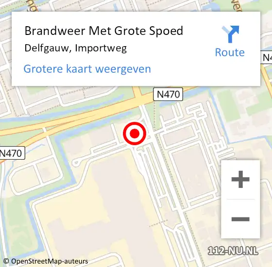 Locatie op kaart van de 112 melding: Brandweer Met Grote Spoed Naar Delfgauw, Importweg op 12 maart 2024 06:01