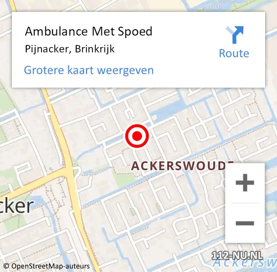 Locatie op kaart van de 112 melding: Ambulance Met Spoed Naar Pijnacker, Brinkrijk op 12 maart 2024 06:27