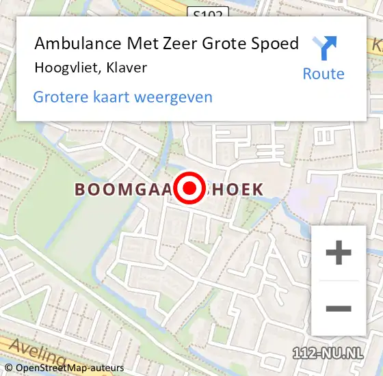 Locatie op kaart van de 112 melding: Ambulance Met Zeer Grote Spoed Naar Hoogvliet, Klaver op 12 maart 2024 07:00