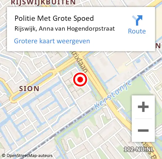 Locatie op kaart van de 112 melding: Politie Met Grote Spoed Naar Rijswijk, Anna van Hogendorpstraat op 12 maart 2024 07:45