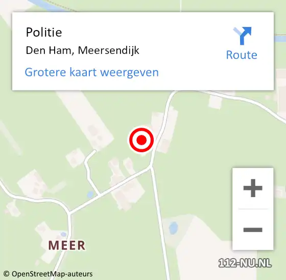 Locatie op kaart van de 112 melding: Politie Den Ham, Meersendijk op 12 maart 2024 07:52