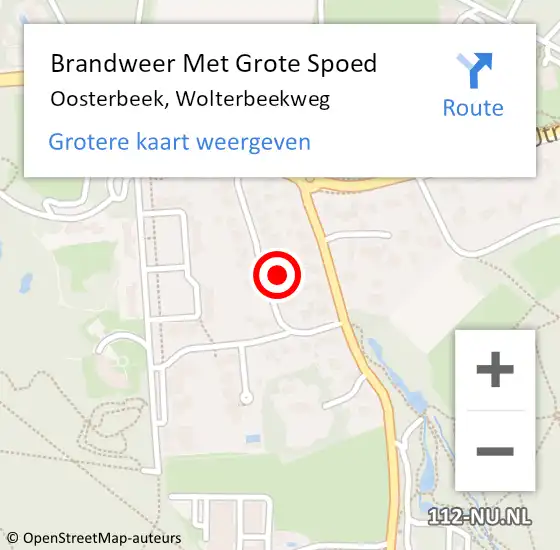 Locatie op kaart van de 112 melding: Brandweer Met Grote Spoed Naar Oosterbeek, Wolterbeekweg op 12 maart 2024 08:26