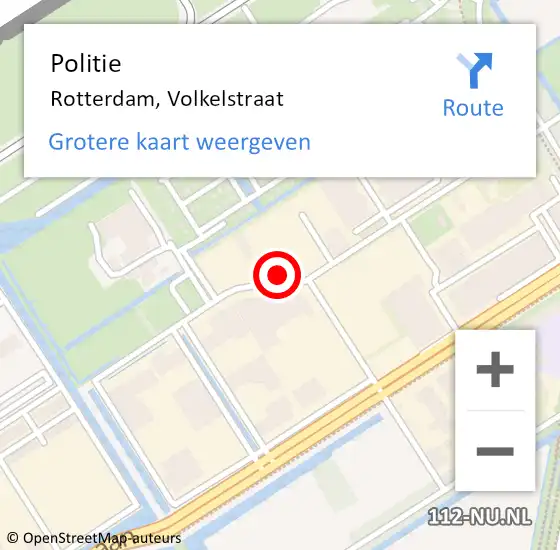 Locatie op kaart van de 112 melding: Politie Rotterdam, Volkelstraat op 12 maart 2024 08:35