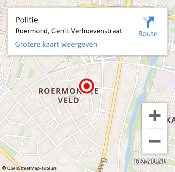 Locatie op kaart van de 112 melding: Politie Roermond, Gerrit Verhoevenstraat op 12 maart 2024 08:35