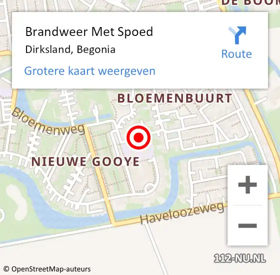 Locatie op kaart van de 112 melding: Brandweer Met Spoed Naar Dirksland, Begonia op 28 september 2014 22:01