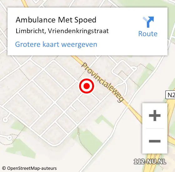 Locatie op kaart van de 112 melding: Ambulance Met Spoed Naar Limbricht, Vriendenkringstraat op 28 september 2014 22:07