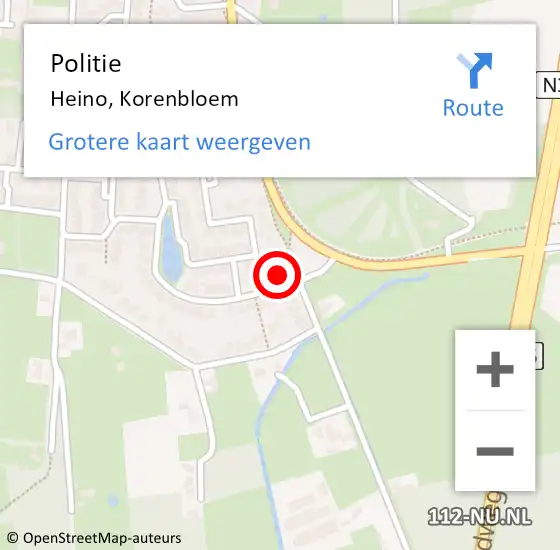 Locatie op kaart van de 112 melding: Politie Heino, Korenbloem op 12 maart 2024 09:33
