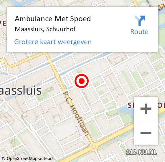 Locatie op kaart van de 112 melding: Ambulance Met Spoed Naar Maassluis, Schuurhof op 12 maart 2024 09:52